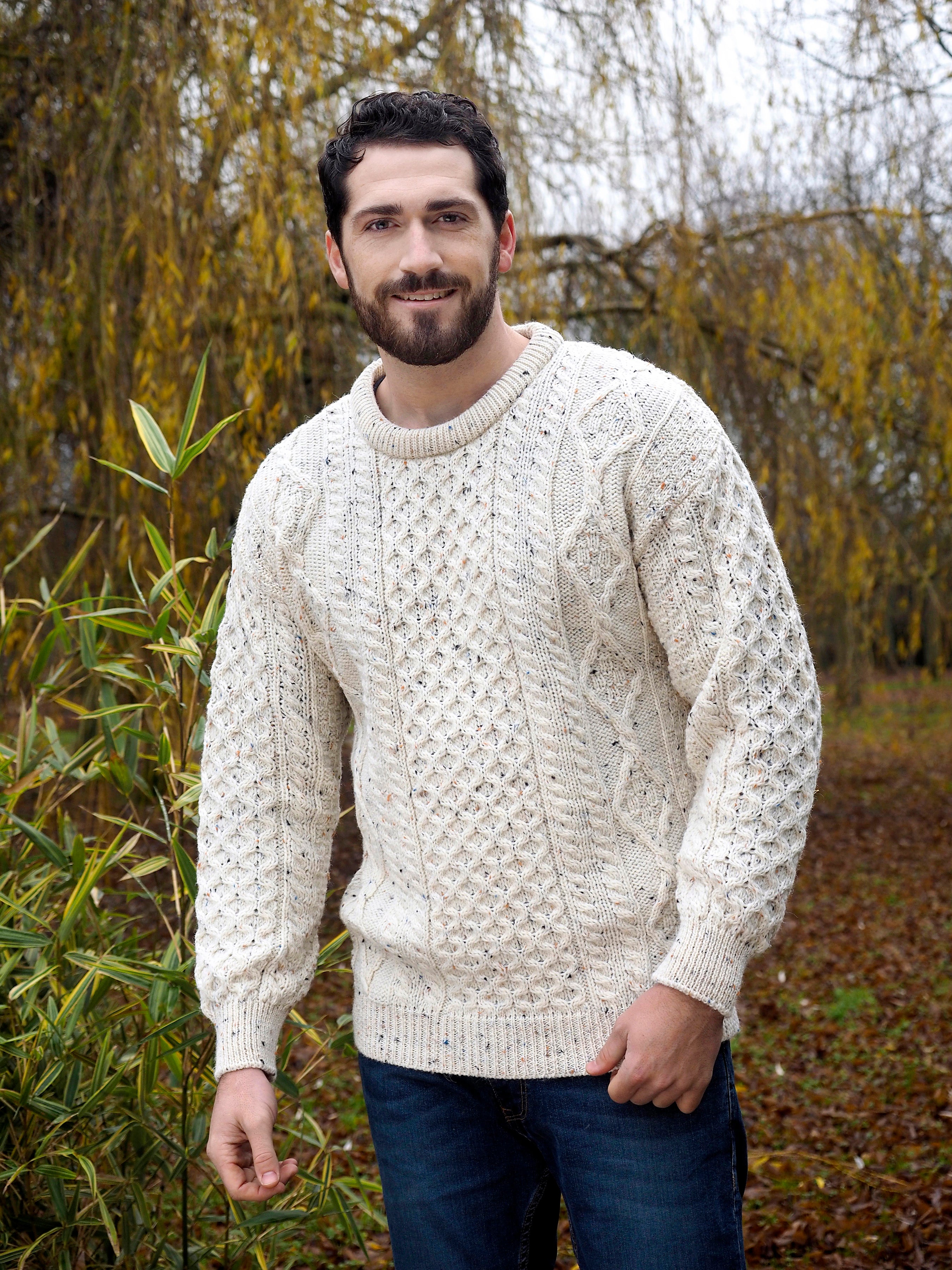 Original Aran Traditional Crew Aran Sweater Unisex 2514- Denim, Aran  Knitting Patterns For Men's Sweaters