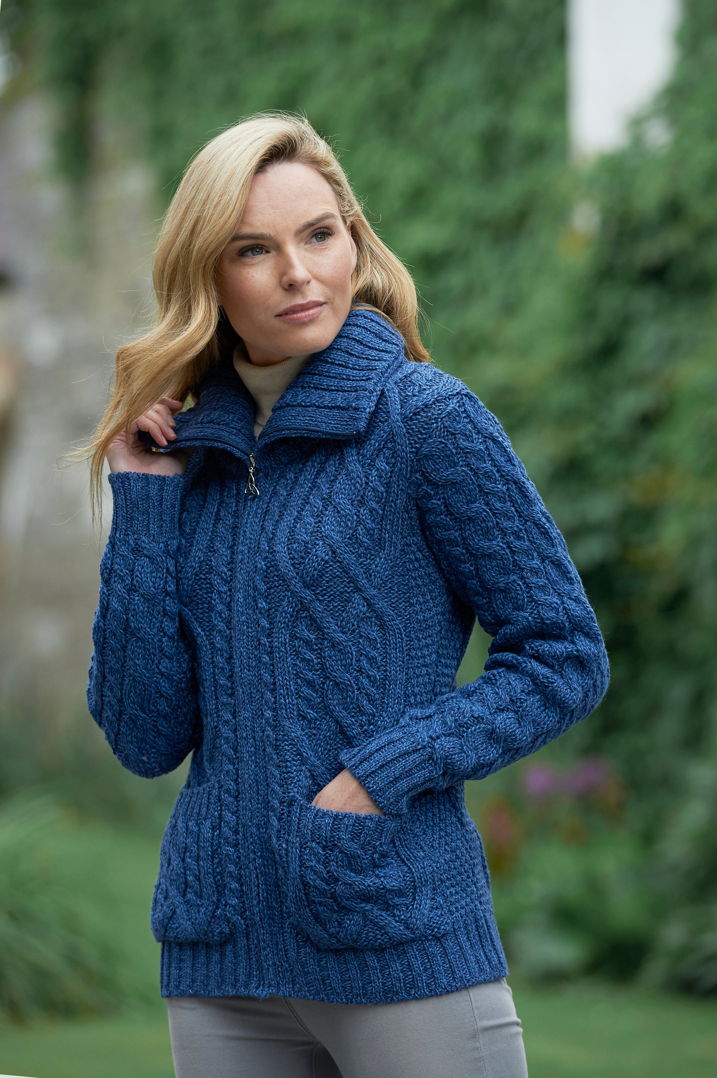 Men's Irish Cowlneck Pullover Sweater - Blue - XX-Large